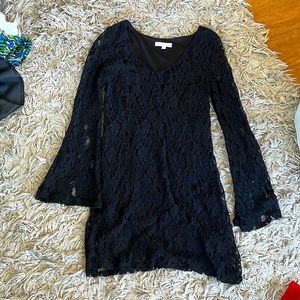 Black lace long sleeve dress - XS